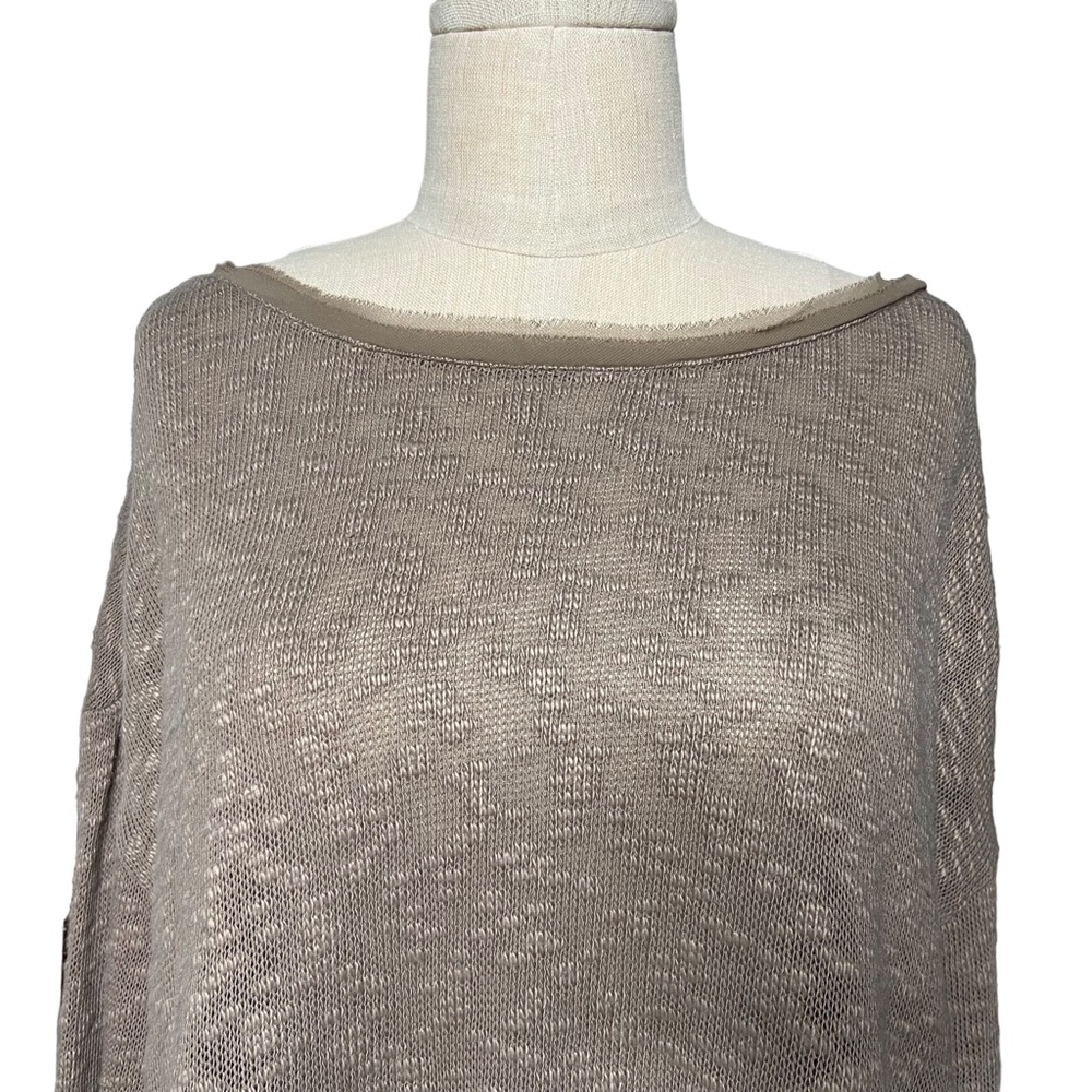 Deletta Anthropologie Neutral Long Sleeve Scoop Neck Taupe Sweater Top Large - Picture 4 of 13